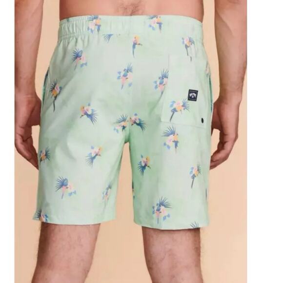 BILLABONG SUNDAYS LAYBACK Volley Lined Board shorts Mint Parrot Bird size Large - Picture 2 of 12